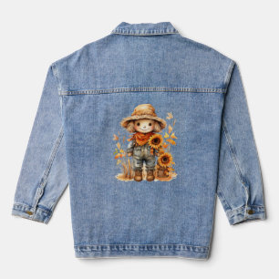 vogelverschrikker met zonnebloemen denim jacket