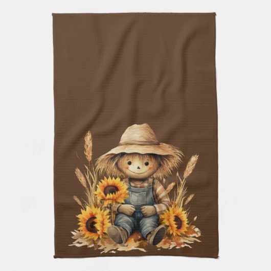 vogelverschrikker.met zonnebloemen theedoek (Verticaal)