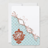 vogelverschrikkingen Roodduif Damask Wedding Kaart (Achterkant)