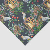 Vogelvink, kerstgroen, rode bes, kaarsen tissuepapier (Detail)