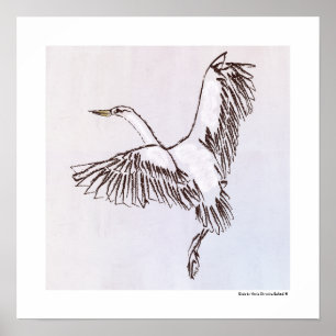 Vogelvliegen De afbeelding van de blauwe grijze he Poster