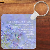 Vogelvogel Blauwe tuinboer BijbelScripting Sleutelhanger (Achterkant)