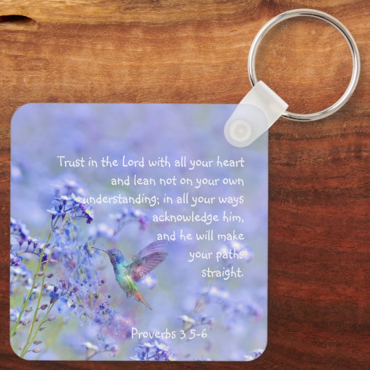 Vogelvogel Blauwe tuinboer BijbelScripting Sleutelhanger (Achterkant)