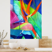 Vogelvogel van de Paradise Strelitzia waterverf fl Poster (Keuken)
