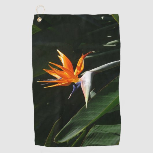 Vogelvogel van het Paradise Oranje Tropische Bloem Golfhanddoek (Voorkant)