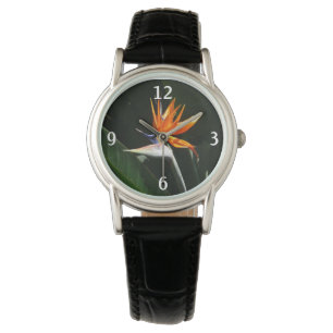 Vogelvogel van het Paradise Oranje Tropische Bloem Horloge