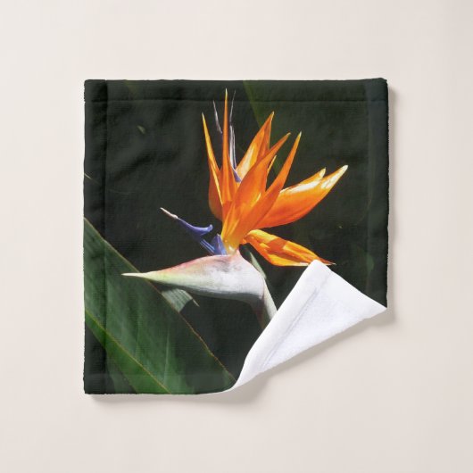 Vogelvogel van het Paradise Oranje Tropische Bloem Washandje (Wasdoekje)