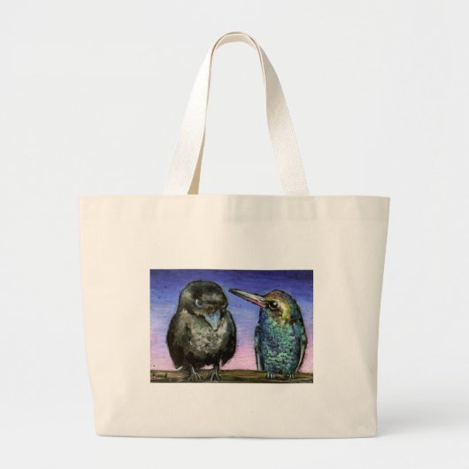 Vogelvogels en geweven dieren grote tote bag (Voorkant)