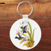 Vogelvogels en Paarse orchideeën Sleutelhanger (Voorkant)