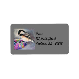 Vogelvogels eten uit de hand van de Waterverf Etiket