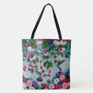 Vogelvogels in de bloemenhok van Fuchsia Tote Bag
