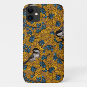 Vogelvogels op blauwbes-takken iPhone 11 hoesje