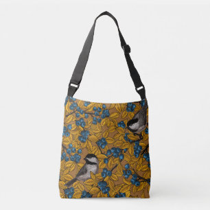 Vogelvogels op blauwbes-takken crossbody tas