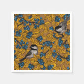 Vogelvogels op blauwbes-takken servet (Voorkant)