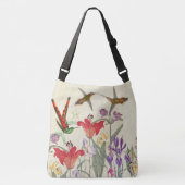 Vogelvogels Tuinbloemen Schouder Canvas tas (Voorkant)