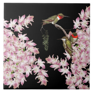 Vogelvogels Wilde dieren Orchidee Flowers Tile Tegeltje