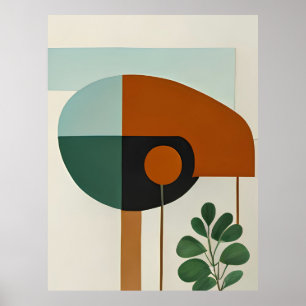 Vogelvorm minimalistisch Abstract Poster