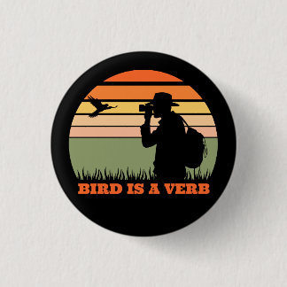 Vogelwaarneming Vogelretro Zonsondergang Grappig Ronde Button 3,2 Cm