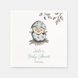 VogelWaterverf Genderneutraal Baby shower Servet