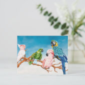 VogelWaterverf Parrot Macaw Cockatau Paraket Briefkaart (Staand voorkant)