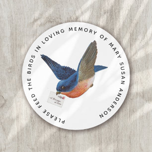 Vogelzaad in liefdevolle herinnering begrafenis ronde sticker