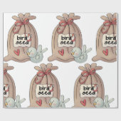 Vogelzaadzak met boog en hart cadeaupapier (Vlak)