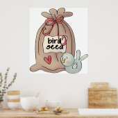 Vogelzaadzak met boog en hart poster (Keuken)