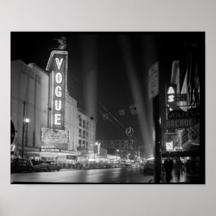Vogue Theater 's nachts met schijnwerpers, Vancouv Poster