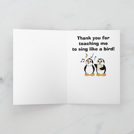 Voice Teacher Bedankt voor het zingen van pinguïns (Binnen)