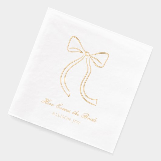 Voici la mariée Custom Bow Gold Foil serviettes (Gauche)
