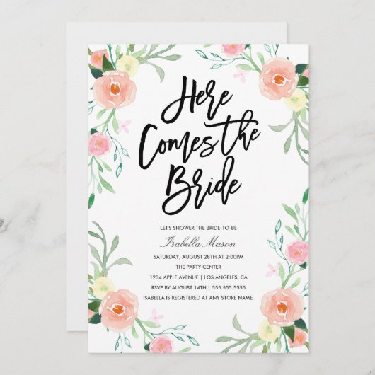Voici La Mariée | Invitation de douche nuptiale (Devant / Derrière)
