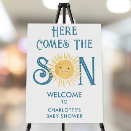 Voici L'Affiche de bienvenue Baby shower Fils