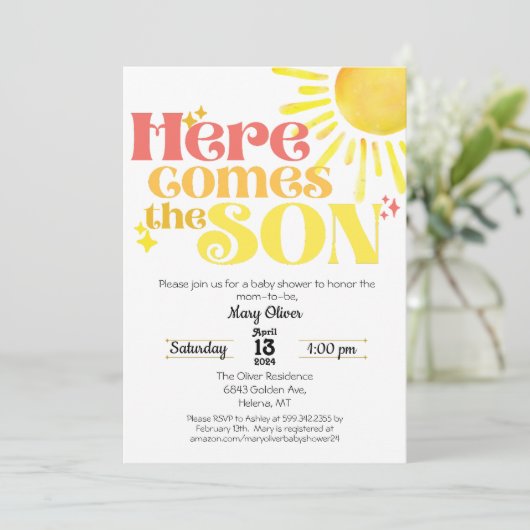 Voici le fils Baby shower Invitation garçon Fils (Debout devant)
