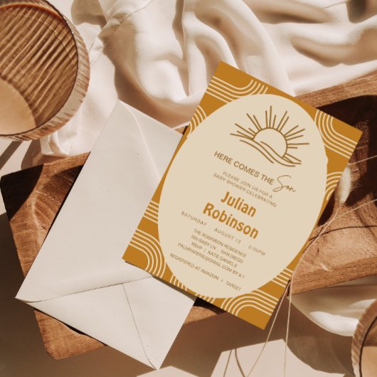 Voici Le Fils Boho Baby Boy Shower Invitation