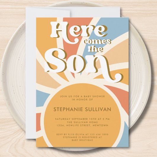 Voici Le Fils Sunrays Baby shower Invitation