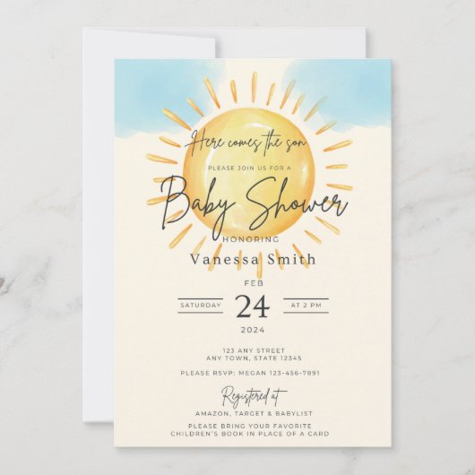 Voici le Soleil - Invitation Baby shower (Devant)