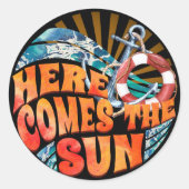 Voici Le Sticker Rond Classique Soleil (Devant)