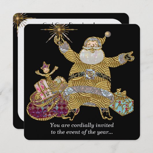 Voici Père Noël Élégant Invitation de Noël (Devant / Derrière)