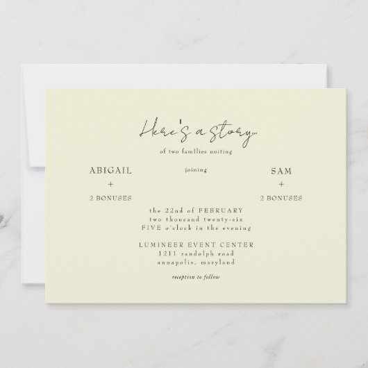 Voici une histoire Faire-part de mariage jaune (Devant)