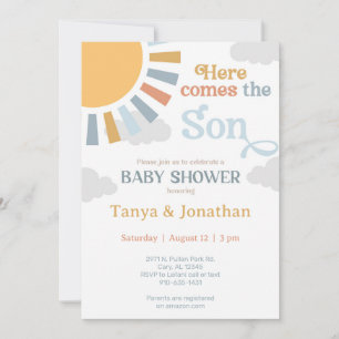 Voici venir le Fils garçon bébé douche invitation