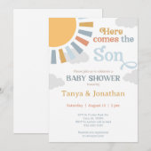 Voici venir le Fils garçon bébé douche invitation (Devant / Derrière)