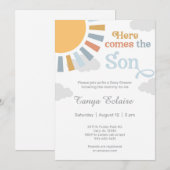 Voici venir le Fils garçon bébé douche invitation (Devant / Derrière)