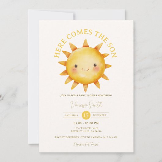 Voici venir le fils Invitation à la baby shower (Devant)