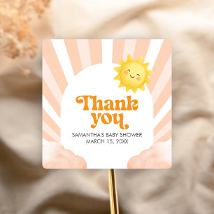 Voici venir le soleil Baby Shower Autocollant carr