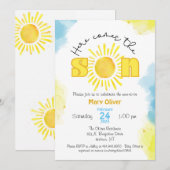 Voici vient le soleil baby shower invitation fils (Devant / Derrière)