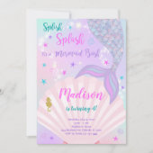 Voie de sirène Turquoise et violette Invitation d' (Devant)