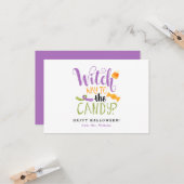 Voie de sorcière pour les cartes d'Halloween Candy (Devant/Arrière en situation)