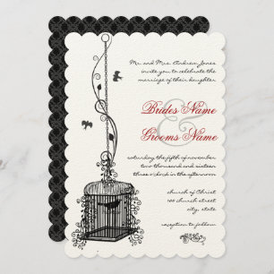 Voie d'oiseaux victorienne Boho rouge Invitations 