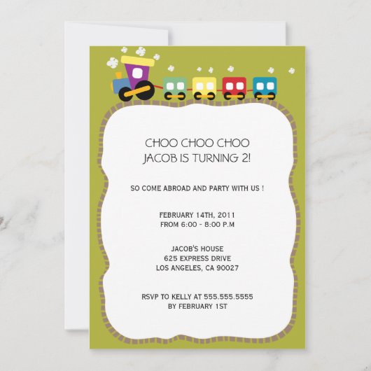Voies - invitations birthdayparty d'enfants (vert) (Devant)