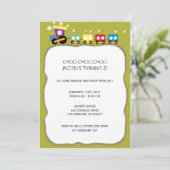 Voies - invitations birthdayparty d'enfants (vert) (Debout devant)